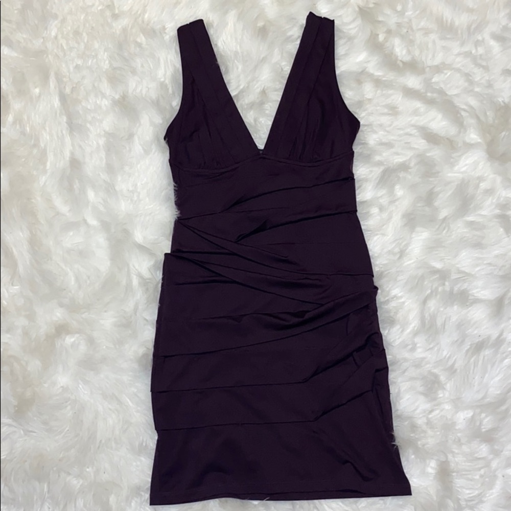 Purple Plunge Neck Mjni Dress